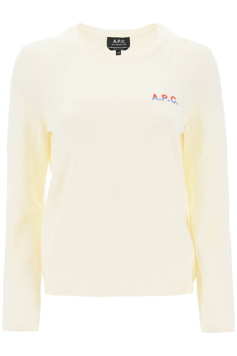 Shop Apc 'albane' Crew-neck Cotton Sweater In Bianco