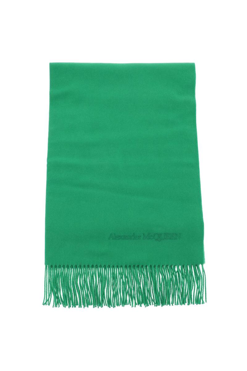 Shop Alexander Mcqueen Cashmere Scarf With Embroidery In Verde