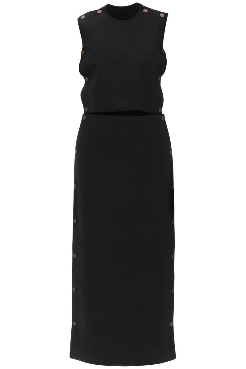 Shop Y/project Dual Material Maxi Dress With Snap Panels In Nero