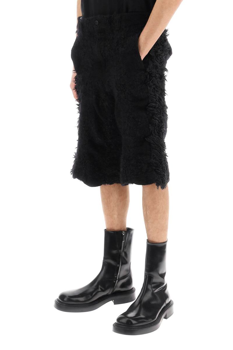 Shop Comme Des Garçons Homme Deux Fur-effect Knitted Shorts In Nero