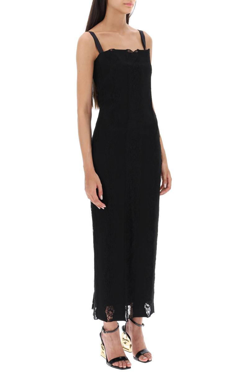 Shop Dolce & Gabbana Jersey And Lace Maxi Dress In Nero