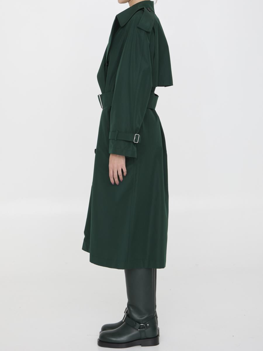 Shop Burberry Long Trench Coat In Green