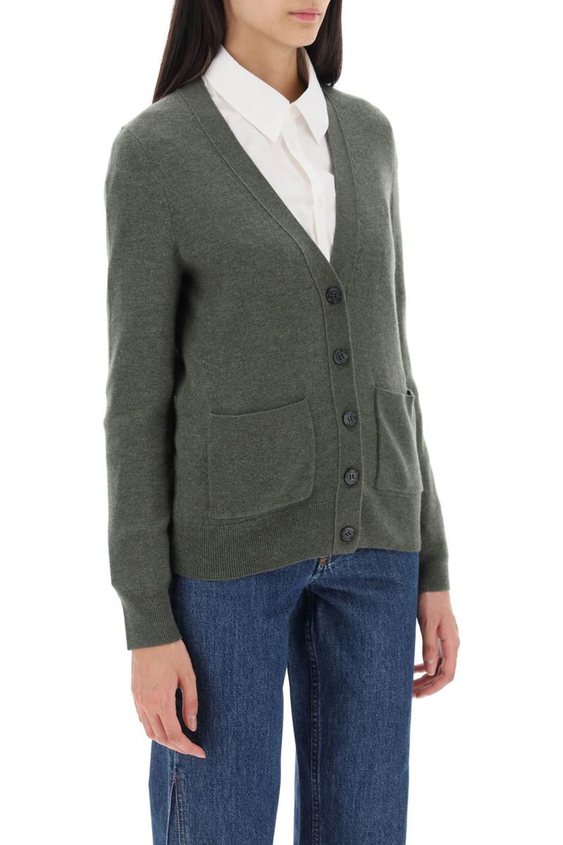 Shop Apc 'louisa' Cardigan In Virgin Wool In Verde