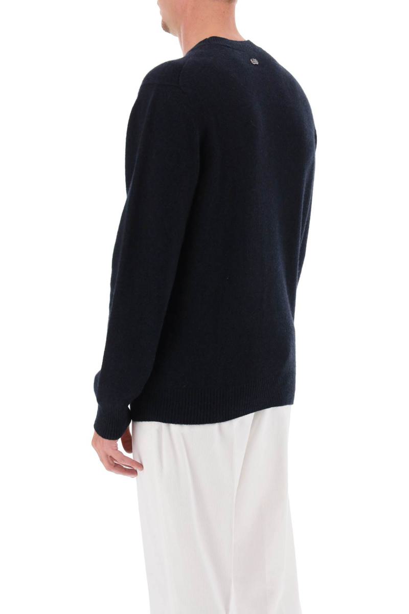 Shop Agnona Crew-neck Sweater In Cashmere In Blu