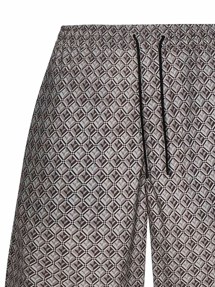 Shop Emporio Armani Printed Cotton Blend Shorts In Grey
