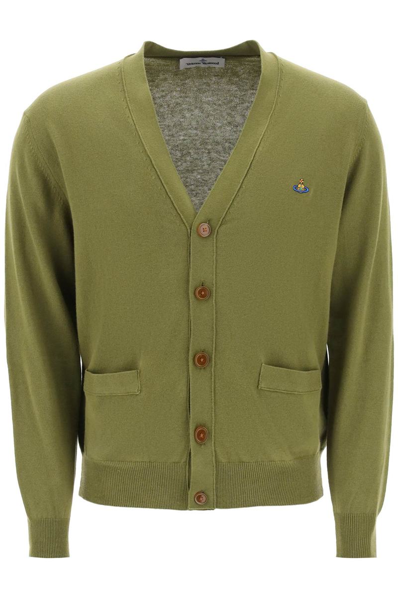 Shop Vivienne Westwood Cardigan With Orb Embroidery In Verde