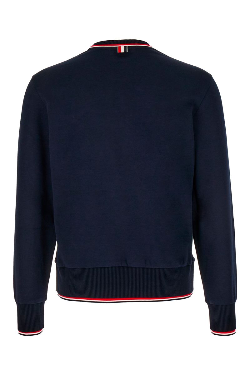 Shop Thom Browne Cotton Crew-neck Sweatshirt In Blue