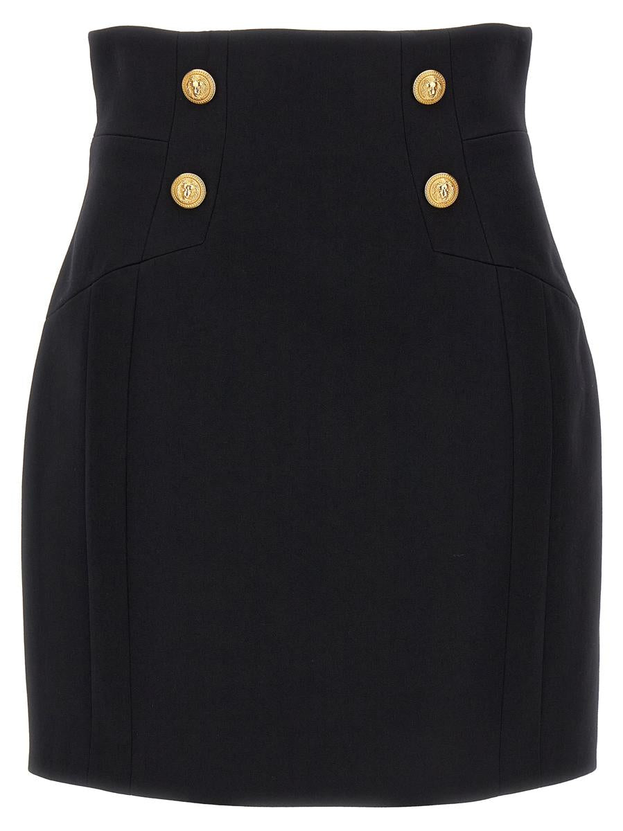 Balmain 4-button Grand De Poudre Mini Skirt In Black