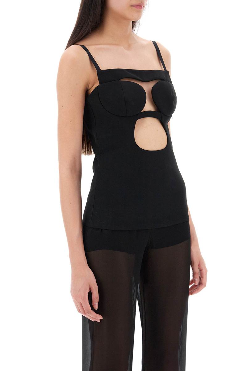 Shop Nensi Dojaka Cut-out Top With Padded Cup In Nero