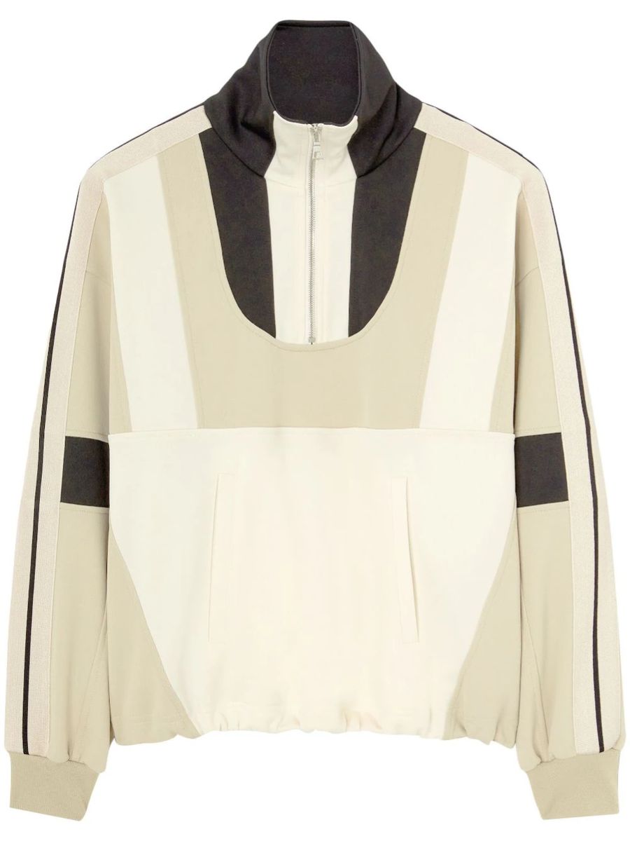 Shop Palm Angels Color-block Half-zip Jacket In Black