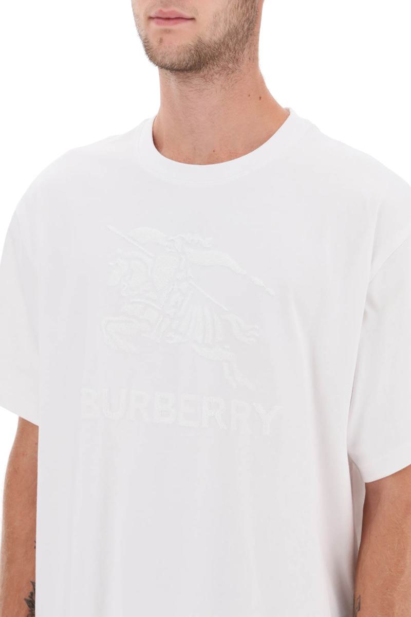 Shop Burberry Ekd Embroidery 'raynerton' Oversized T-shirt In Bianco