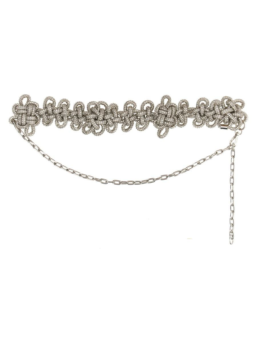 Kara Crystal Knot Belt In Silver