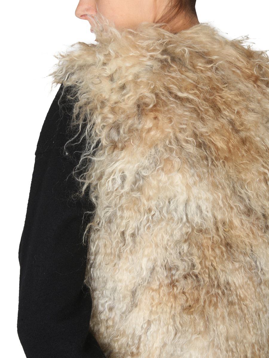 Shop Becagli Since 1994 Mohair Fur Vest In Beige