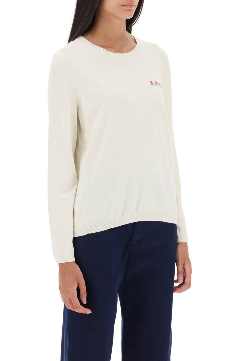 Shop Apc 'albane' Crew-neck Cotton Sweater In Bianco
