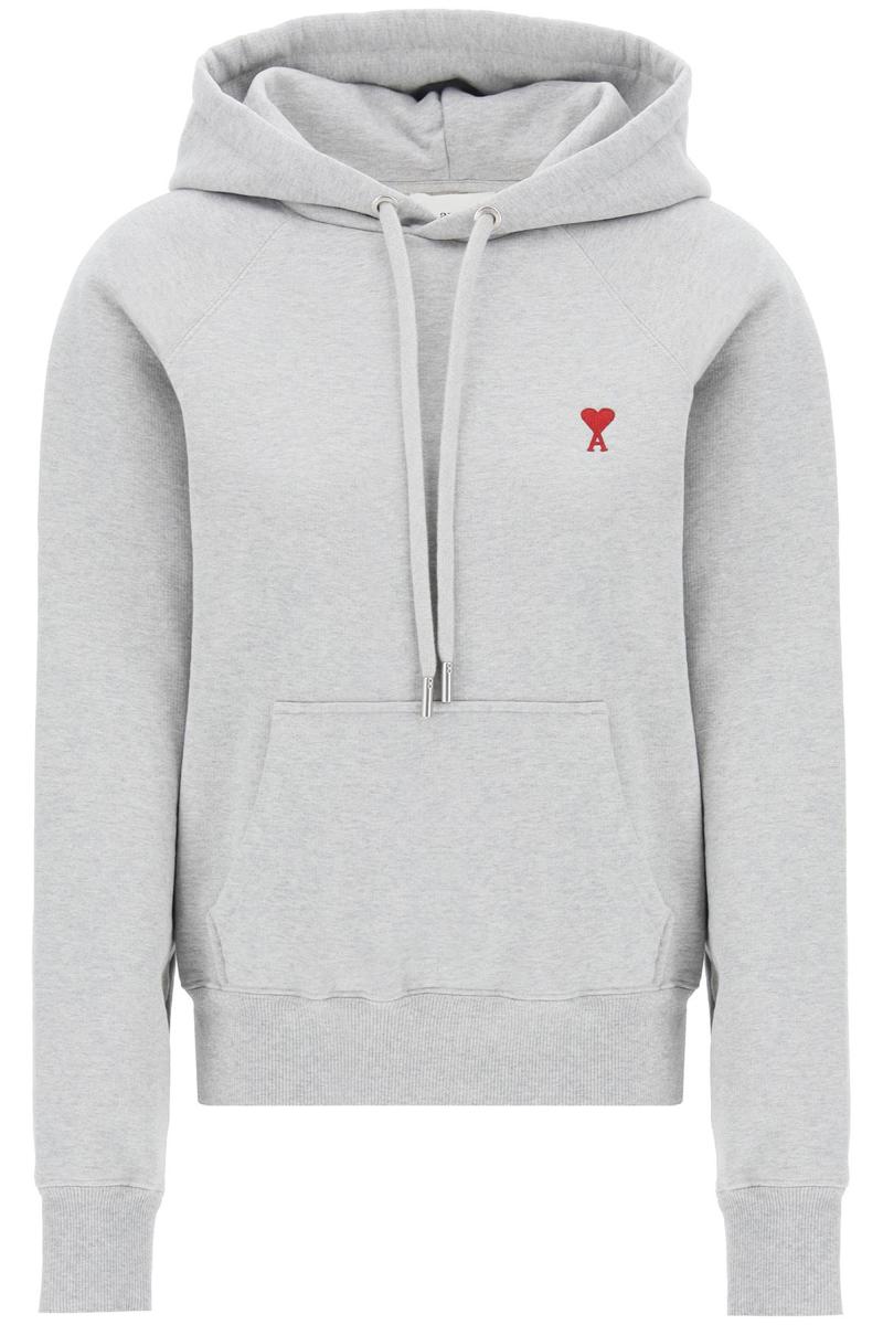 Shop Ami Alexandre Mattiussi "ami De Coeur Hooded In Grigio