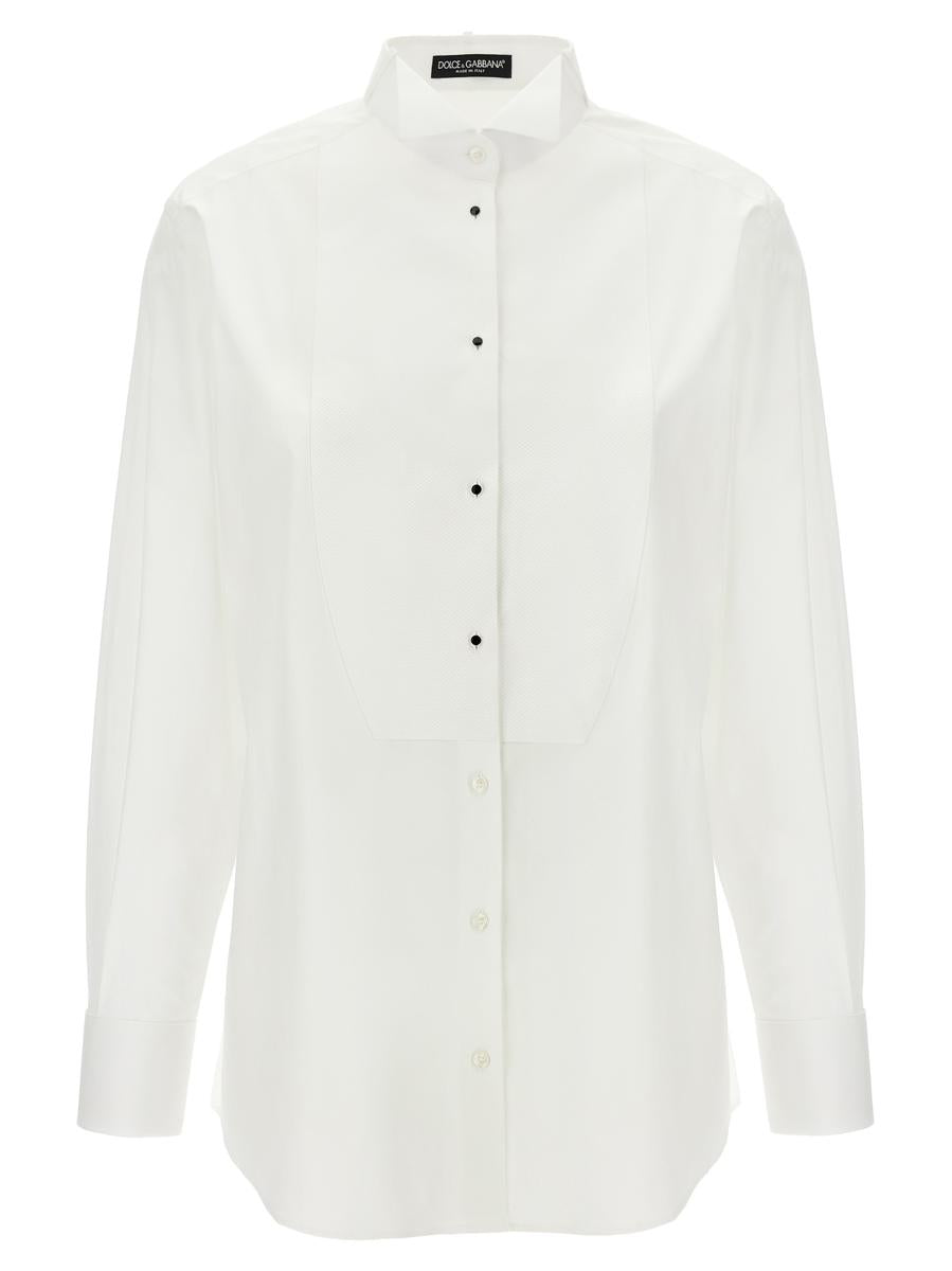 Shop Dolce & Gabbana Piquet Plastron Shirt In White