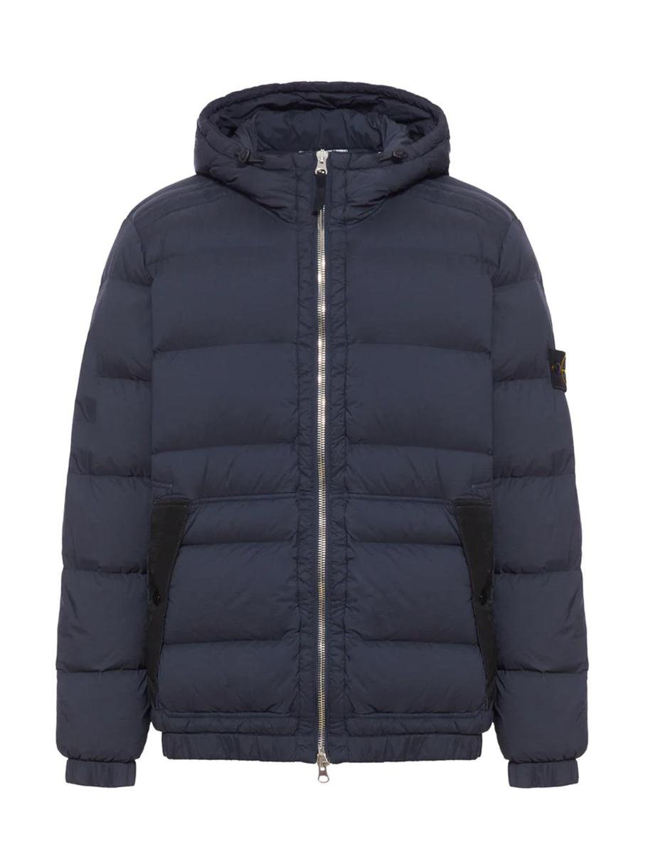 Stone Island Drop-proof Down Jacket With Hood In Blue