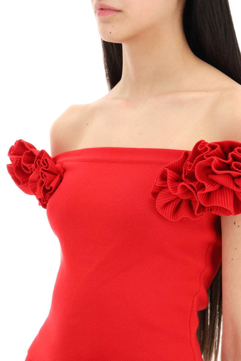Shop Magda Butrym Fitted Top With Roses In Rosso