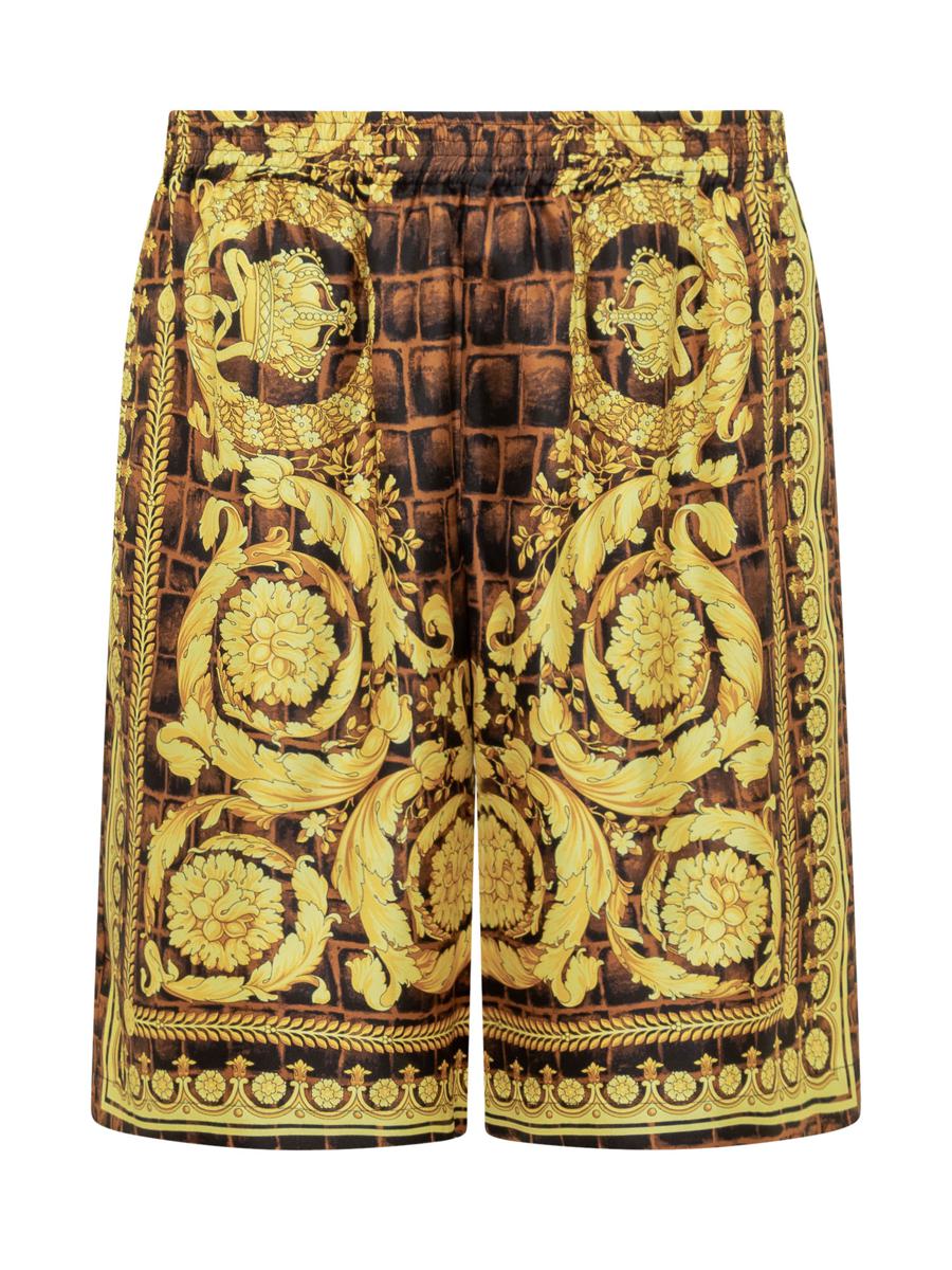 Versace Baroque Shorts In Brown