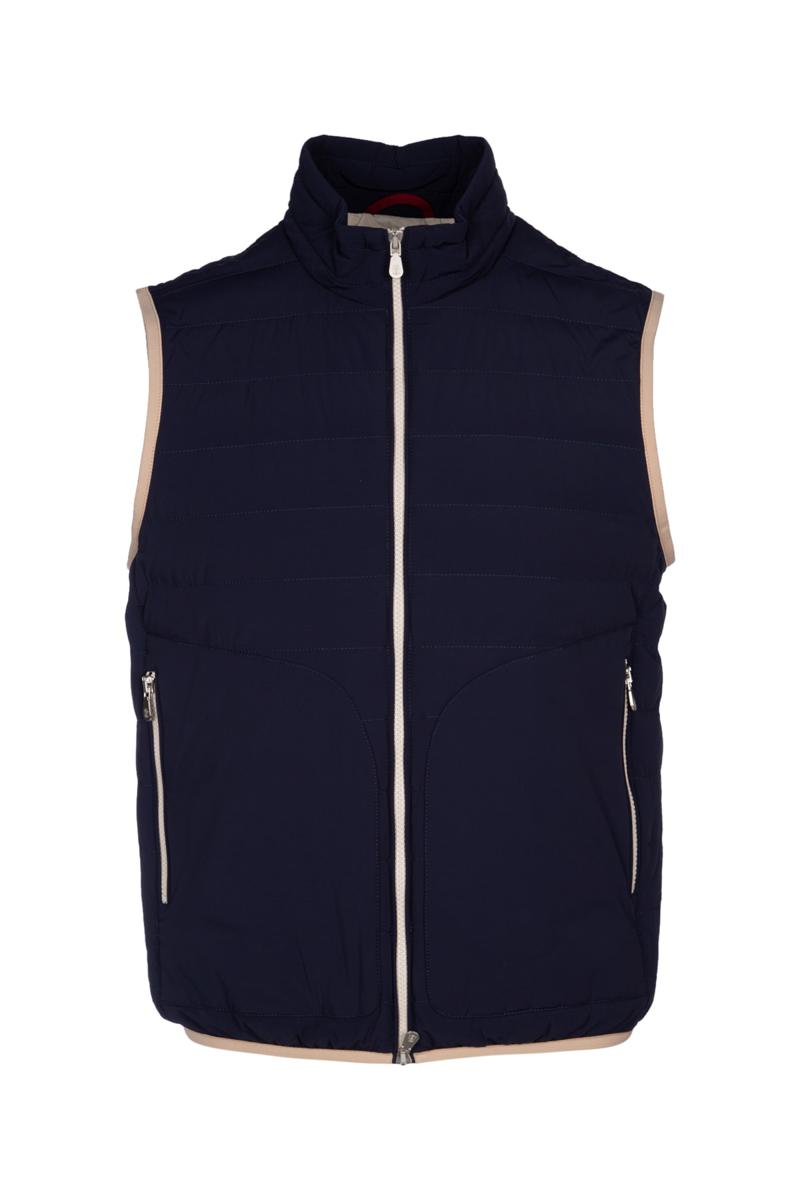 Shop Brunello Cucinelli Jackets And Vests In Navysemidilinobrown