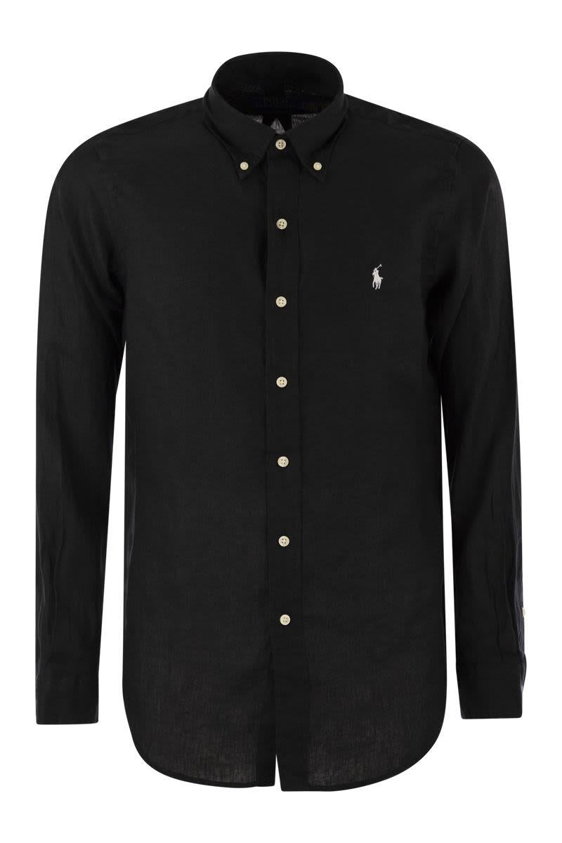 Shop Polo Ralph Lauren Custom-fit Linen Shirt In Black