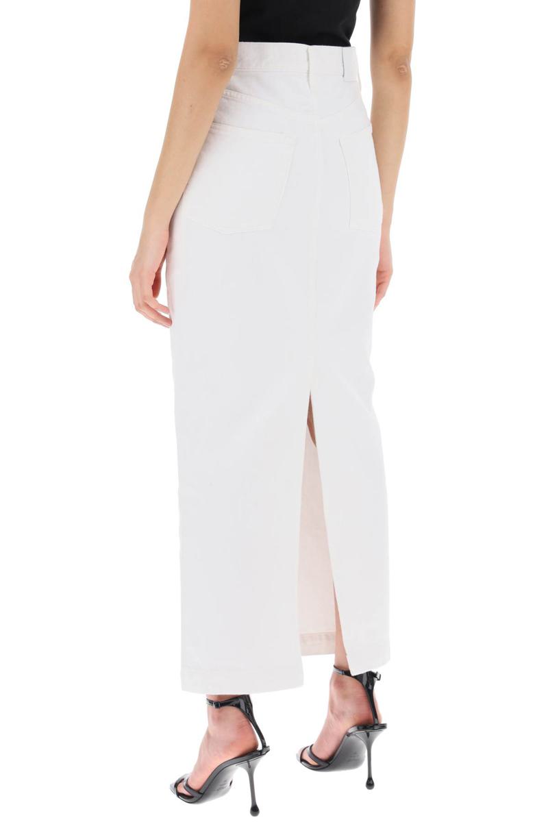 Shop Wardrobe.nyc Denim Column Skirt With A Slim In Bianco