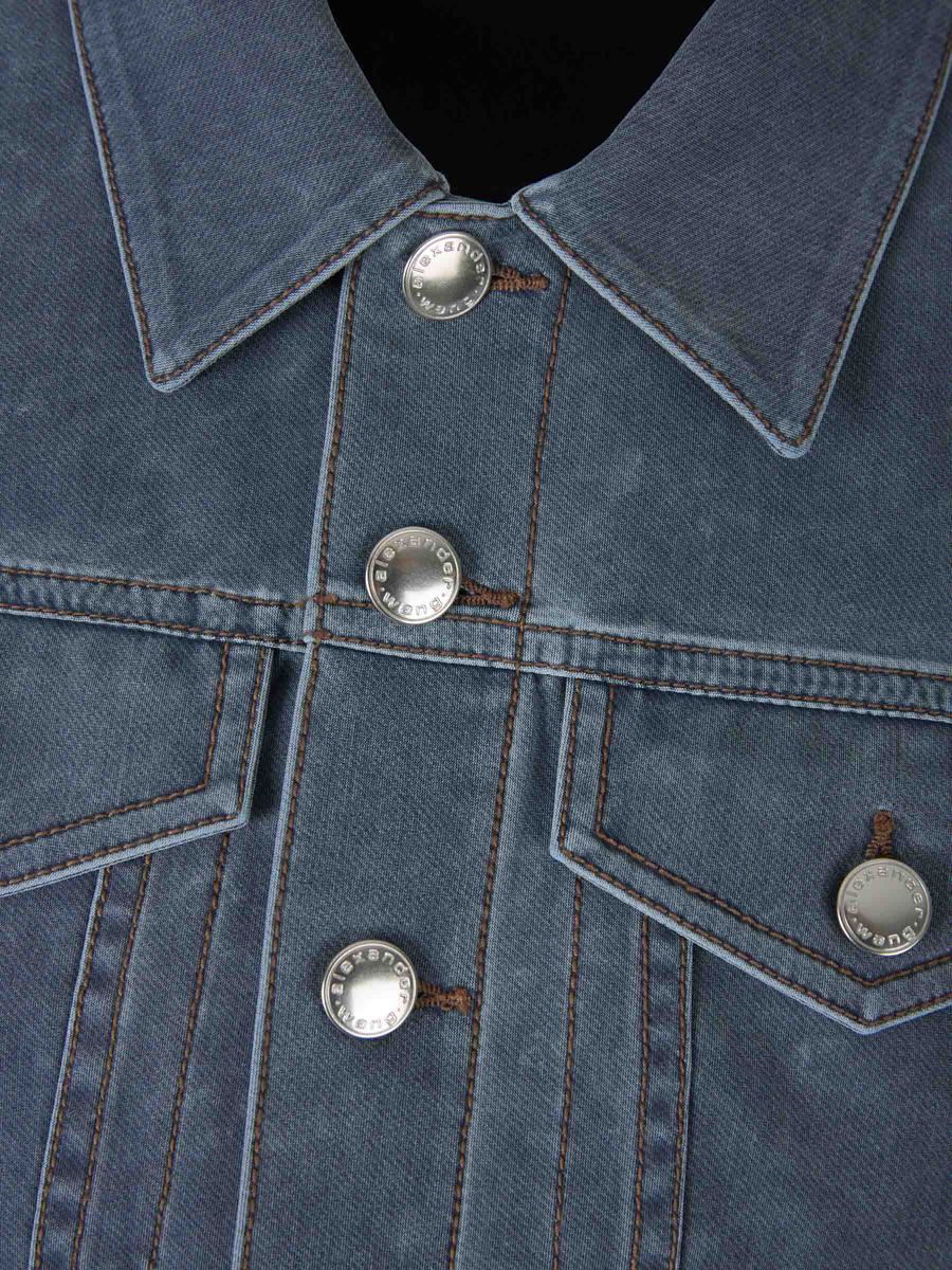 Shop Alexander Wang Cropped Denim Jacket In Worn Design