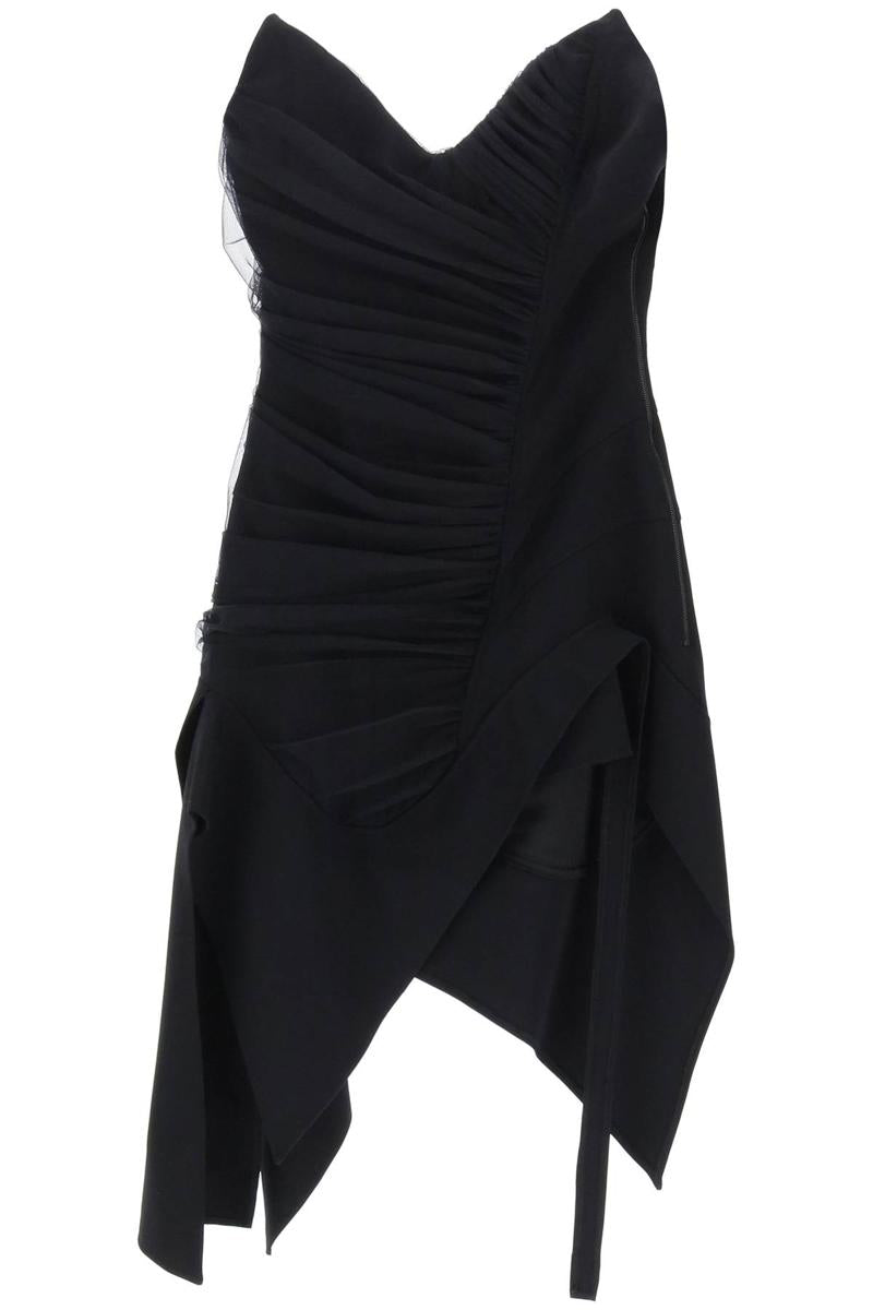 Shop Mugler Asymmetric Mini Bustier Dress In Nero