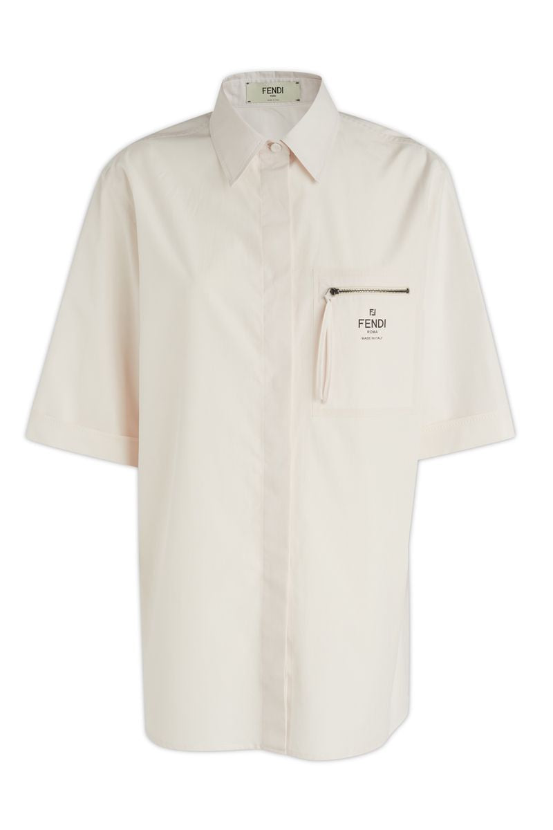 Fendi Short Sleeve Cotton Shirt In Pink