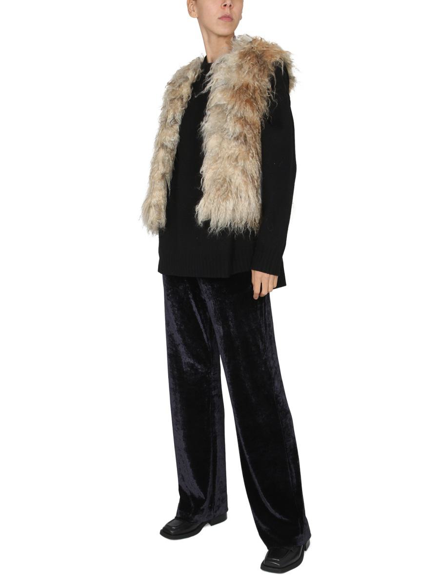 Shop Becagli Since 1994 Mohair Fur Vest In Beige