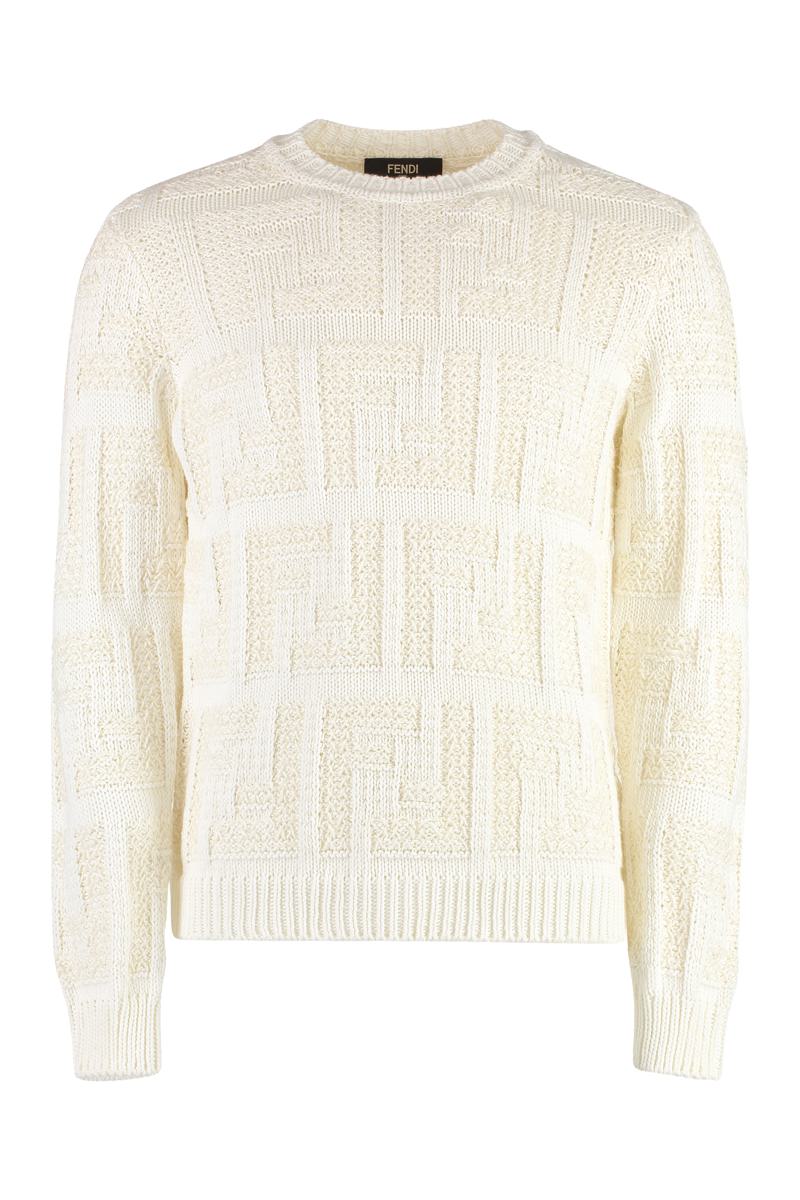 Fendi Cotton Blend Crew-neck Sweater In Ivory
