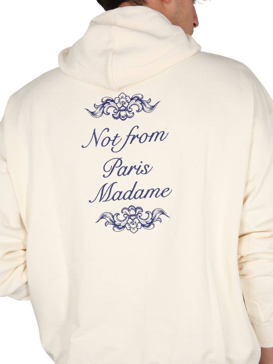 Shop Drôle De Monsieur "not From Paris Madame" Hoodie In Beige