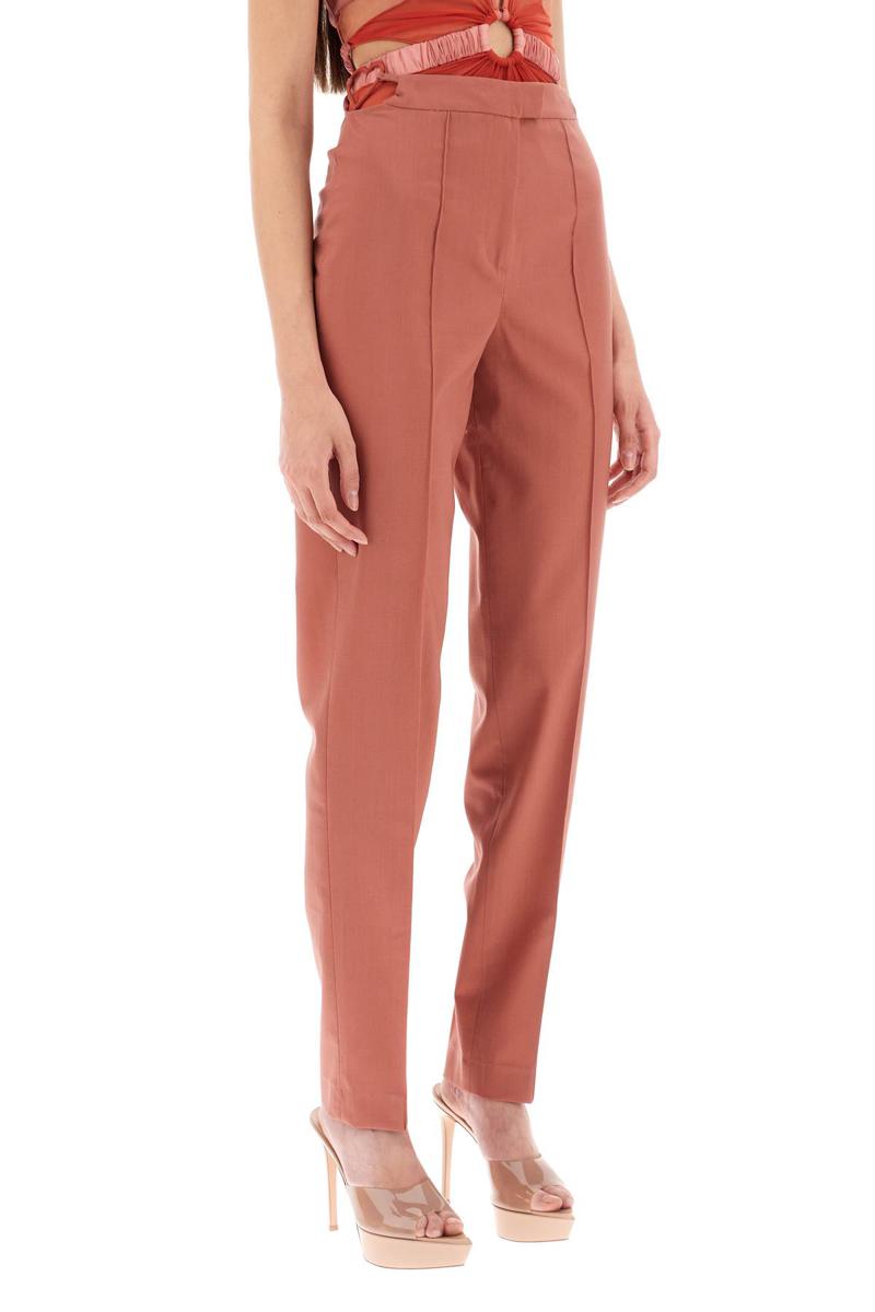 Shop Nensi Dojaka Cool Virgin Wool Pants With Heart-shaped Details In Rosso