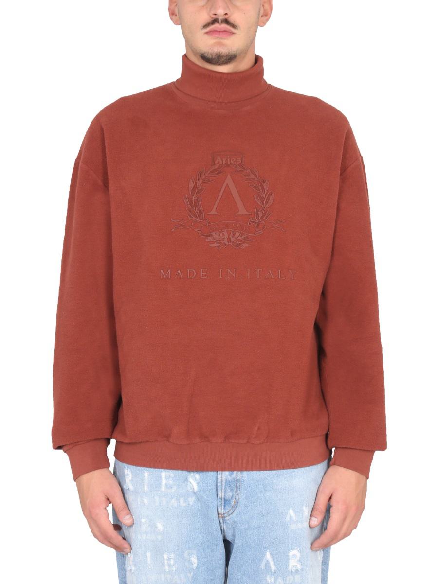 Shop Aries Turtleneck Sweatshirt Unisex In Bordeaux