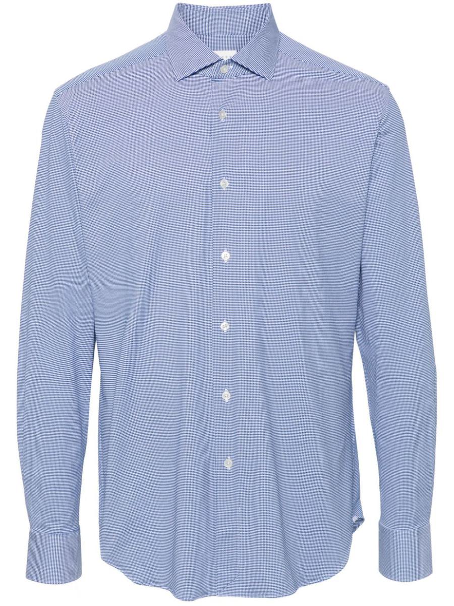 Shop Xacus Long Sleeve Shirt In Blu E Bianco