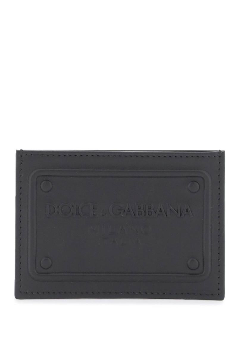 Shop Dolce & Gabbana Embossed Logo Leather Cardholder In Nero