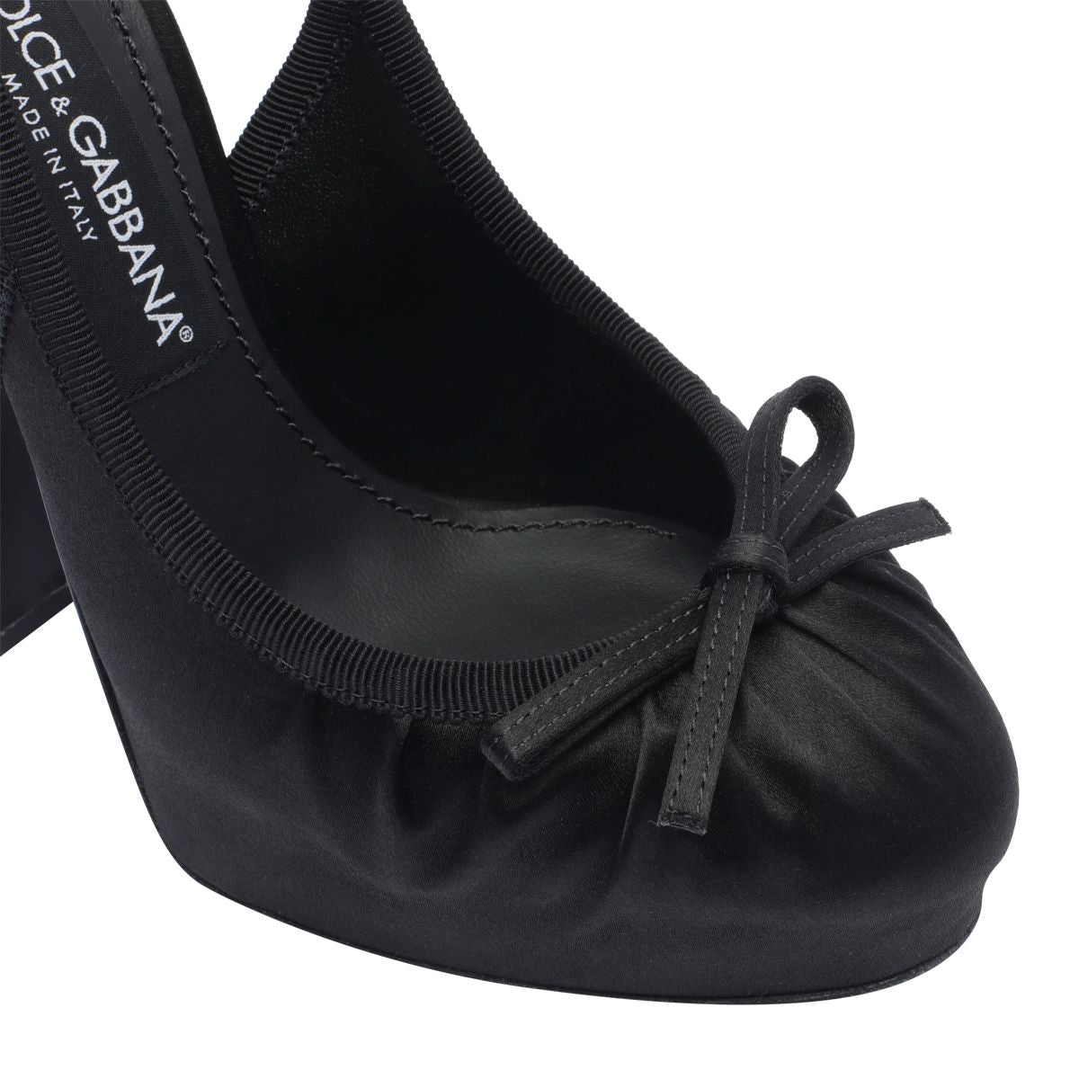 Dolce & Gabbana Satin Slingback Platform Shoes In Black