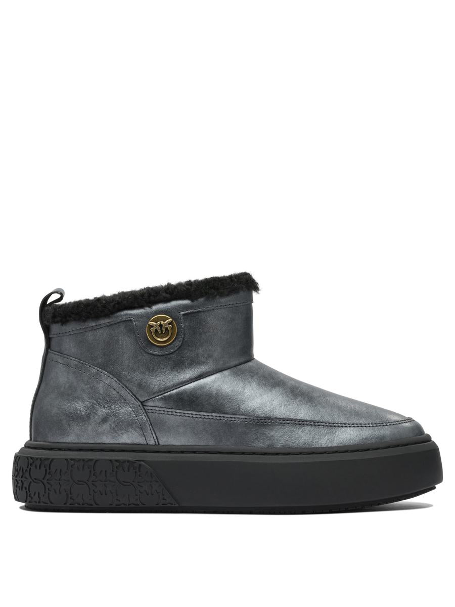 Pinko Yoko 22 Leather Ankle Boots In Black