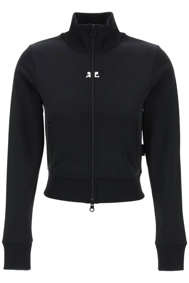 Shop Courrèges Interlock Jersey Track Jacket For Athletic In Nero