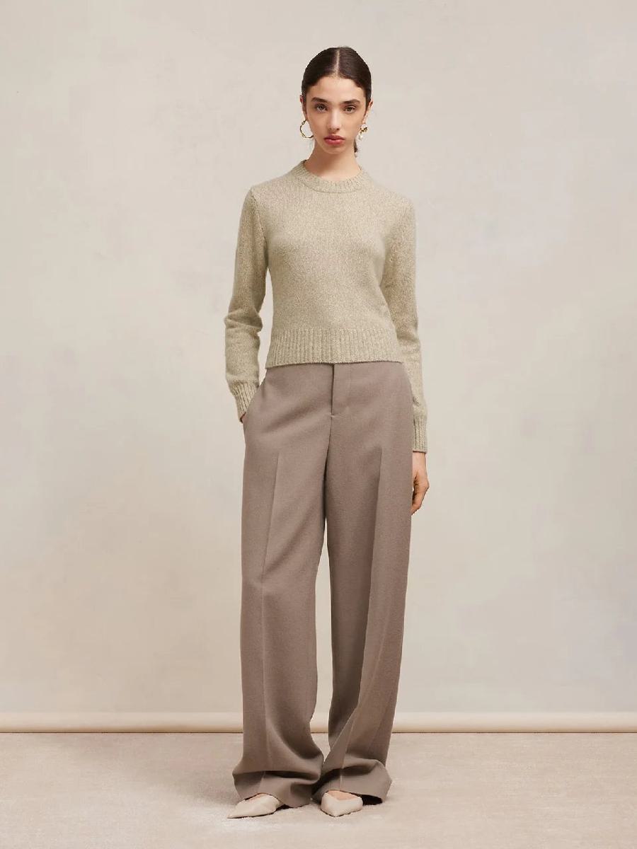 Shop Ami Alexandre Mattiussi Ami Paris Cashmere Knit Sweater In Taupe