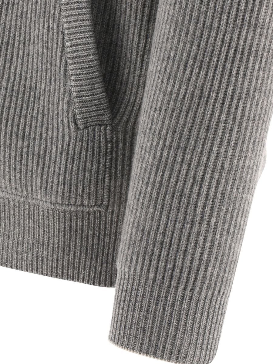 Shop Brunello Cucinelli Cashmere Hooded Cardigan In Grey