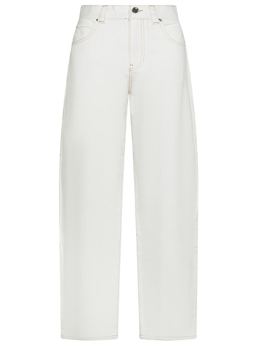 Shop Pinko Eloise Cotton Jeans With Flame Embroidery In White