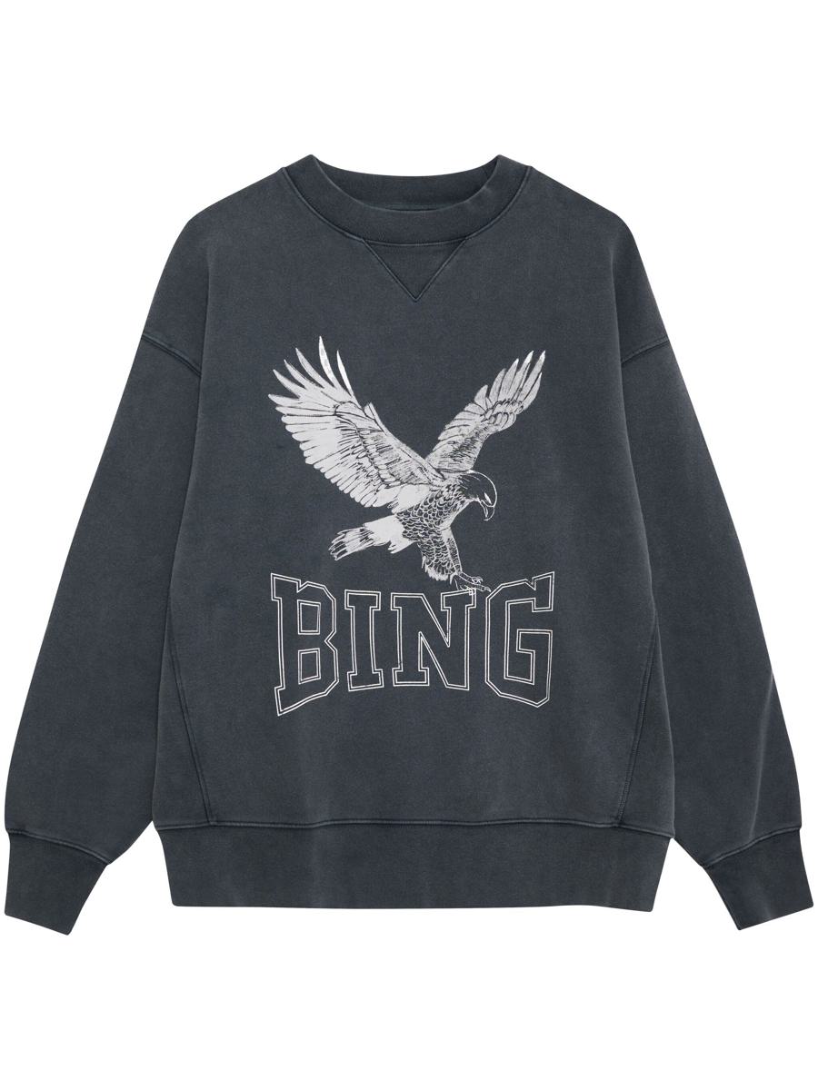 Anine Bing Alto Sweatshirt Retro Eagle - Washed Black Clothing In Gray