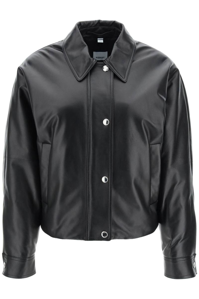 Shop Burberry Embroidered Ekd Leather Jacket In Nero