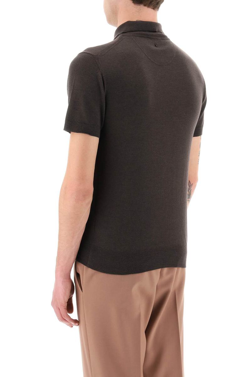 Shop Valentino Cashmere And Silk Knit Polo Shirt In Marrone