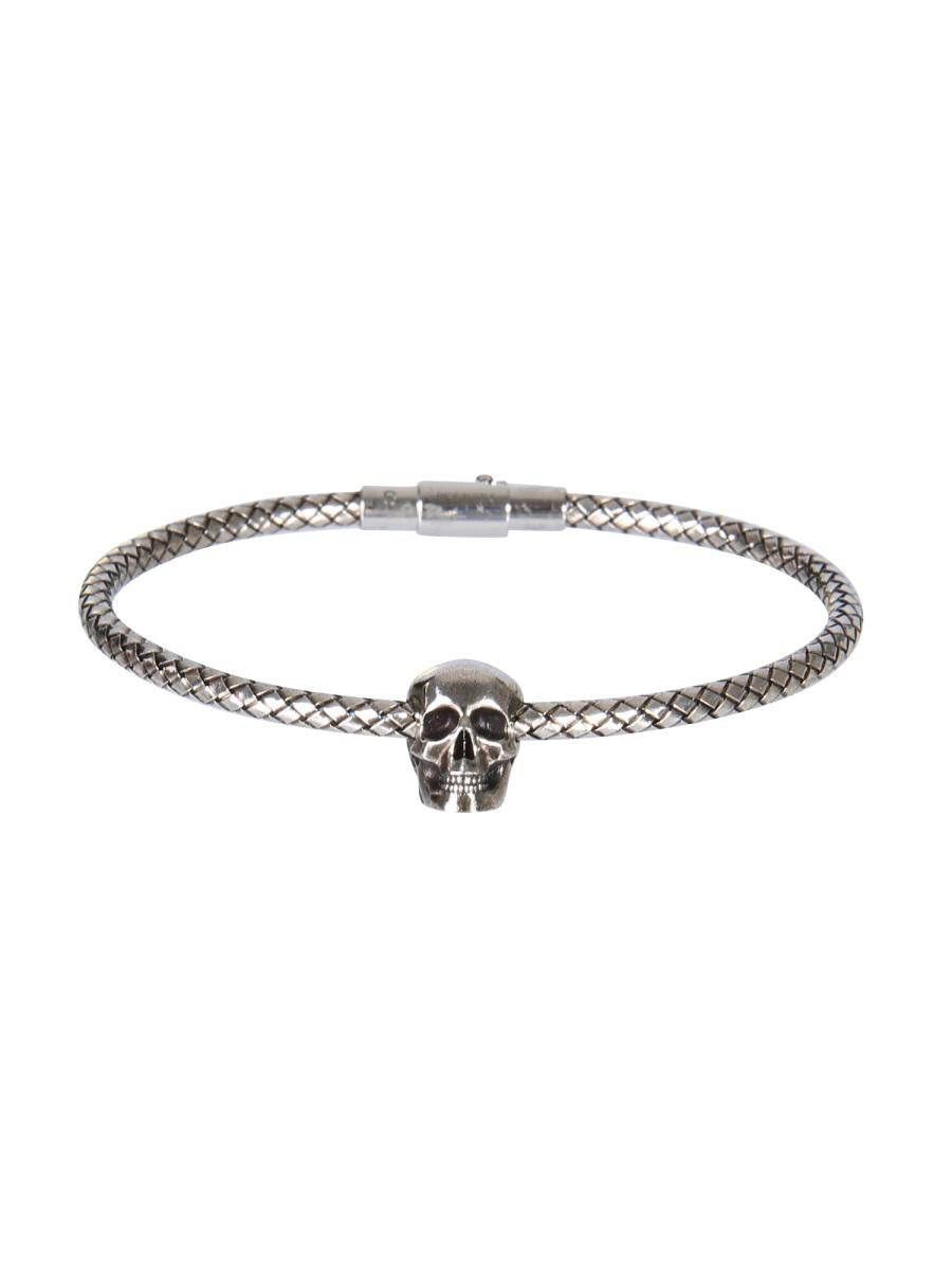 Shop Alexander Mcqueen Skull Bracelet In Silver