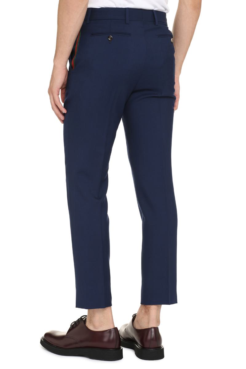 Shop Gucci Wool Blend Trousers In Blue
