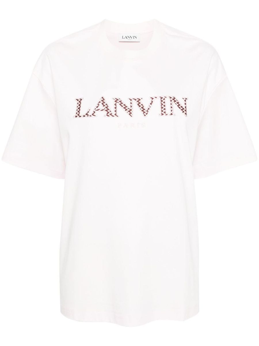 Shop Lanvin Logo Cotton T-shirt In Powder
