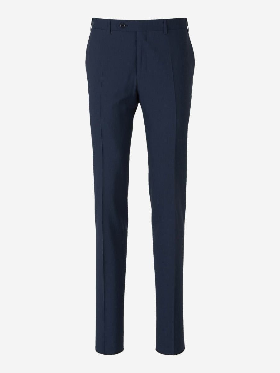Shop Canali Formal Wool Trousers In Navy Blue