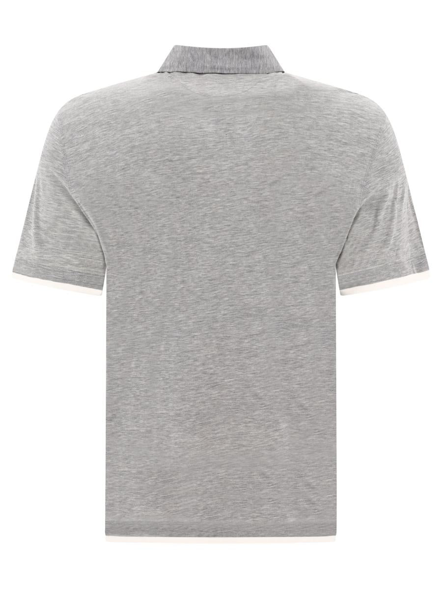 Shop Brunello Cucinelli "faux Layering" Polo Shirt In Grey